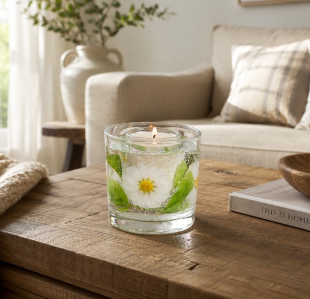 Vela Aromática Margarida Lameirart em ambiente decorado