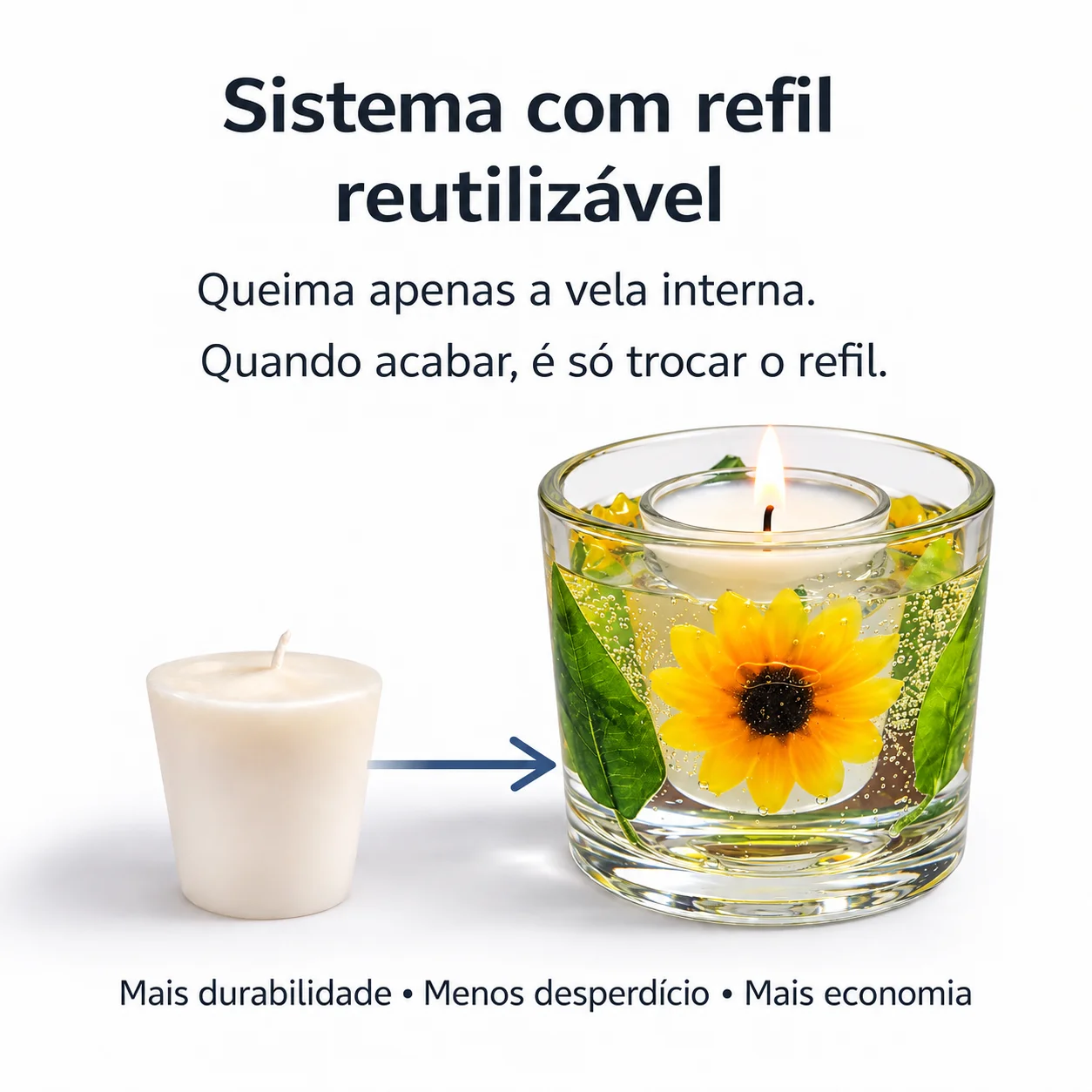 Vela luminária artesanal de girassol