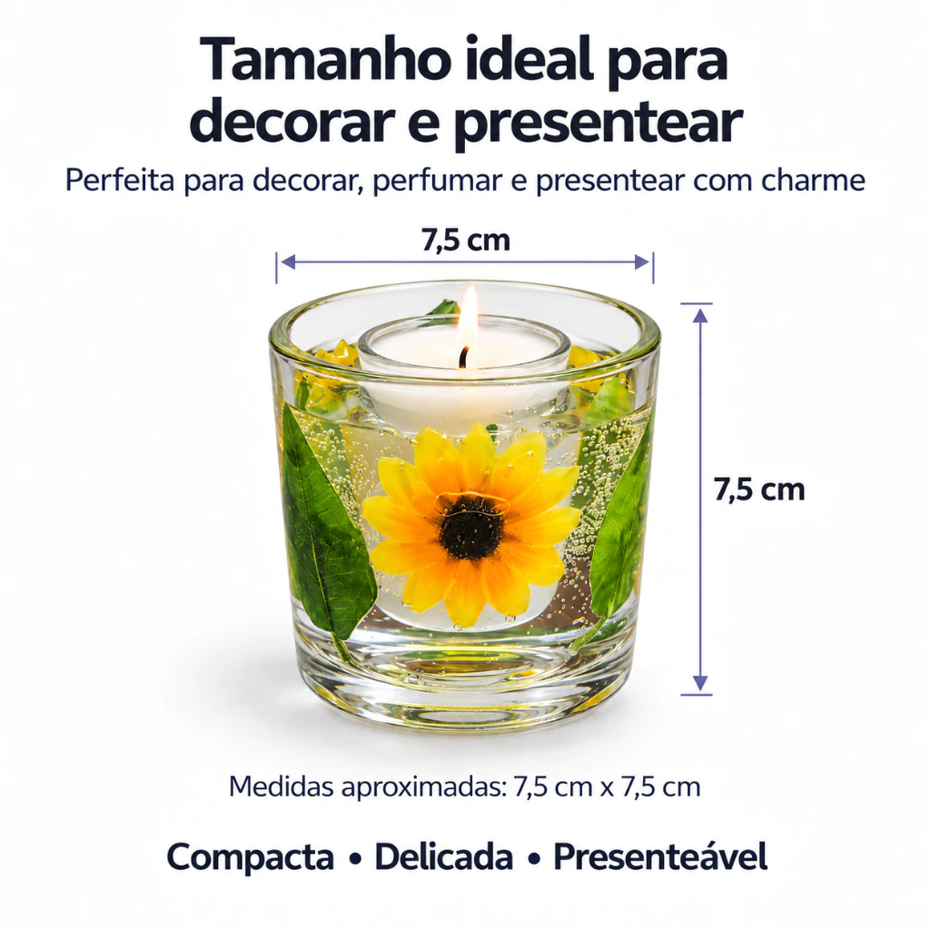 Vela decorativa Girassol reutilizável
