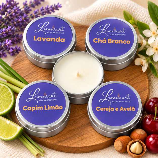 Kit 4 Velas Aromáticas na Latinha 20g Lameirart
