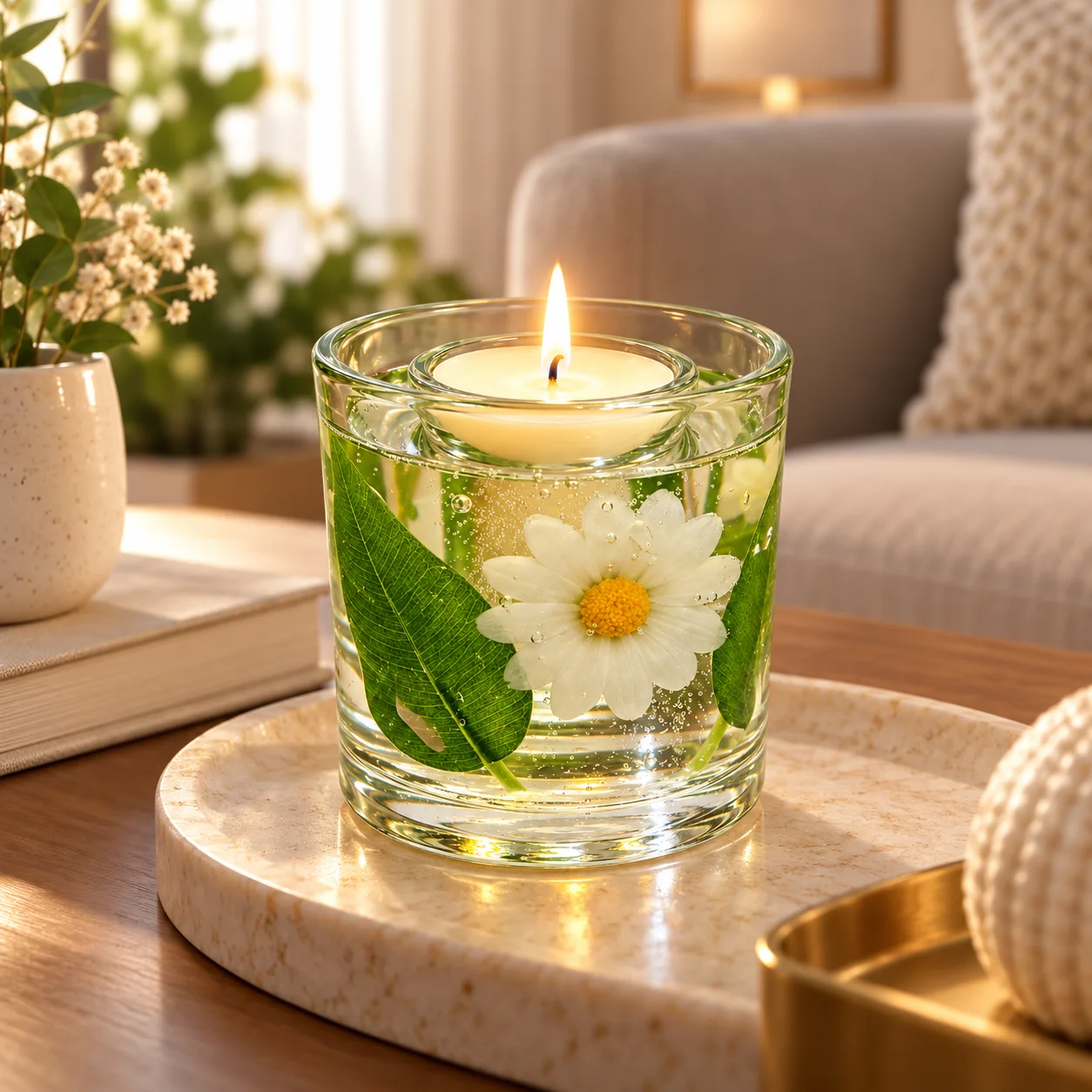 Vela Aromática Artesanal Luminária Decorativa Margarida