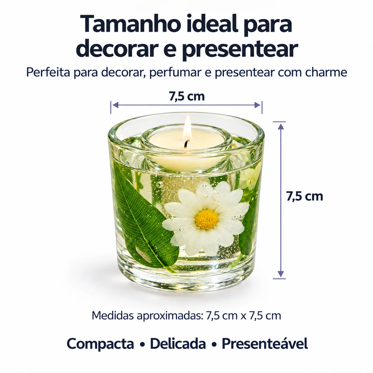 Vela decorativa Margarida reutilizável