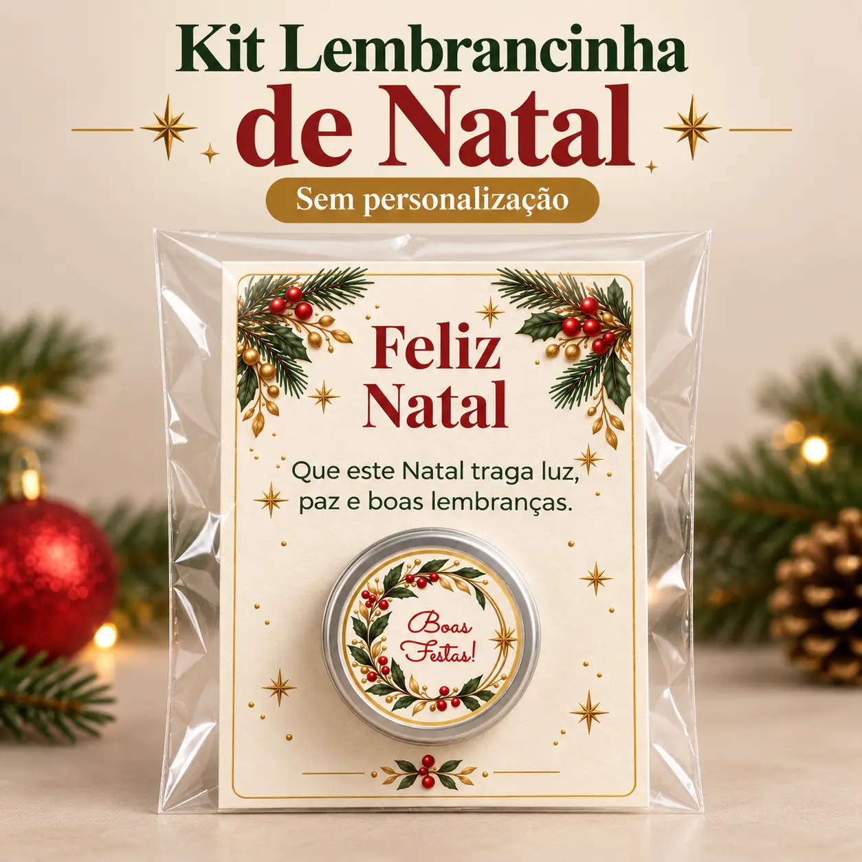 Kit Lembrancinha de Natal com Card e Vela Aromática