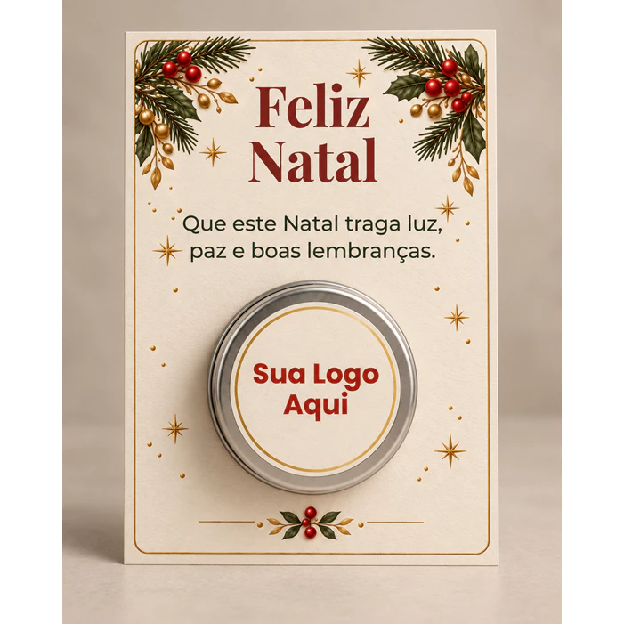 Kit Lembrancinha de Natal Personalizada com Card e Vela Aromática